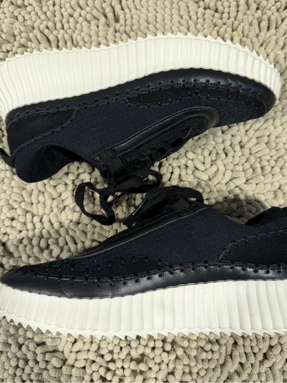 Corkys Black Lace-Up Sneakers with White Ribbed Sole